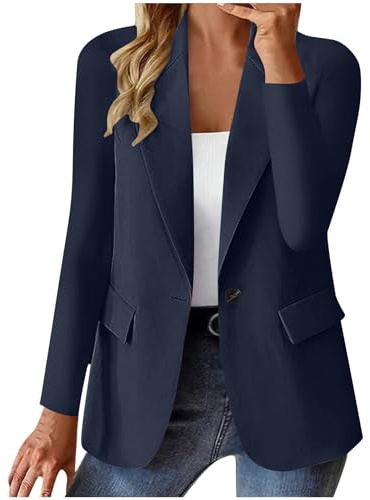 Blazer Femme Chic et Elegant Veste Blazer mi Saison Couleur Unie Bouton Grandes Tailles Manches Longues Classique Bureau Travail Soirées Décontractées Tailleur Femme Slim Fit Manteau Automne Hiver