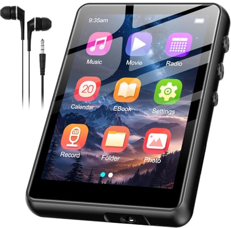 128GB MP3 Player with Bluetooth Black- SWOFY M4 Music Player with Bluetooth 5.4, 2.4 Portable HiFi MP3 Player with FM Radio, HD Speaker, E-Book,Voice Recorder, Digital Music Player Earphones Included