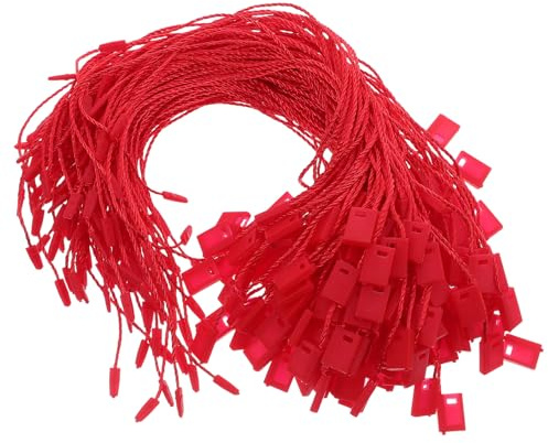 JECOMPRIS Cordón para Etiquetas Colgantes Rojo de 17 CM 990 Unidades Cierre Rápido Seguro Hilo de Poliéster Resistente Adecuado para Ropa Equipaje y Manualidades