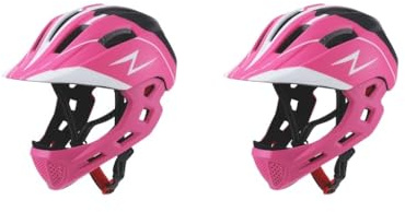 Set di 2 caschi da bici per bambini, per arrampicata, equitazione, pattinaggio, viola, rosa, da 50 cm a 55 cm