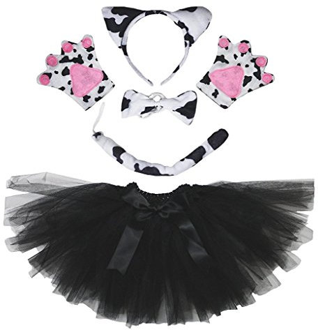 Petitebelle Diadema Bowtie Guantes de cola Tutu niña Disfraz de 5 piezas Un tamaño Vaca lechera