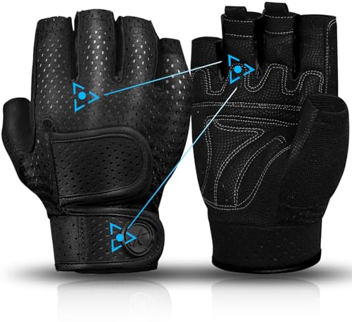 MOREOK Gewichtheber Handschuhe Workout Handschuhe -[3MM Gel] Fitness Handschuhe,Trainingshandschuhe Herren Damen für Krafttraining,Heben, Training, Rudern, Klimmzüge-Schwarz-M