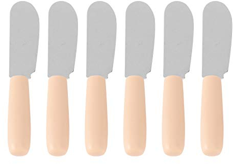 UPKOCH Lot de 6 couteaux à beurre en acier inoxydable avec manche en bois pour le petit déjeuner, le fromage, les condiments