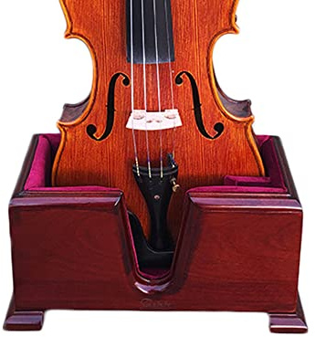 Paititi Premium Violin Burgundy Solid Wood Stand and Bow Holder Velvet Plush Cushions 4/4 Full Size