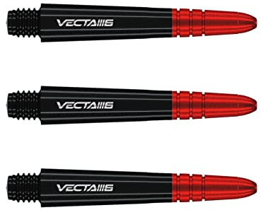 WINMAU Dart Shaft - Vecta Blade360 Polycarbonate Dart Stems - 1 Set per pack (3 darts Shafts in total) - Professional Darts Accessories - Black & Red Short Shafts
