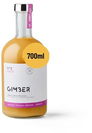 Gimber No.3 Lilly Organic Ginger Concentrate 700ml | Less Sugar | Alcohol-Free | Explodes with tropical flavors. Passion fruit, juicy pineapple, turmeric and the kick of ginger