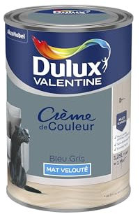Dulux Valentine Crème de Couleur - Peinture multi-supports intérieure - Mat Bleu Gris 1,25 L