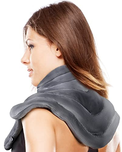 ICEHOF Wärmekissen Nacken Schulter (XL) mit Lavendel - Kuschelweich Nackenwärmer Körnerkissen für Mikrowelle - Langanhaltende Wärme durch natürliche Tonperlen inkl. Aromatherapie, ergonomisch geformt