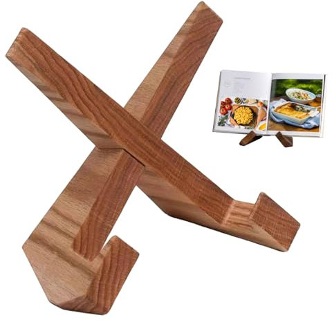 Solid Wooden Cookbook Stand - Portable Recipe Book Display for Kitchen, Documents, Tablet, Magazines, Crafts