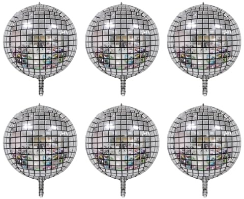 GNAUMORE Globo Bola Discoteca,6 Piezas Disco Globos para Fiesta,Globos 4D de 22 Pulgadas,Discoteca Globos Cumpleaños,Globos para Fiesta Temática de Discoteca,Decoración para Fiestas de los 80 y 90