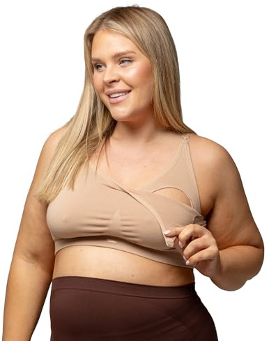 BABYGO® Nursing Bra for Breastfeeding in Super Soft Tencel™ Modal | Maternity Bra for Pregnancy, Seamless, Wireless and Removal Pads for Comfort (UK, Alpha, M, Regular, Regular, Standard, Nude)
