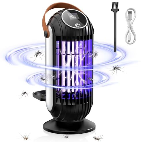 Insektenvernichter Elektrisch, Mückenlampe mit UV-Licht, 4000mAh USB Wiederaufladbare Elektrischer Insektenvernichter, 2000V Insekten Lampe Innen für Fliegen, Mücken, Motten