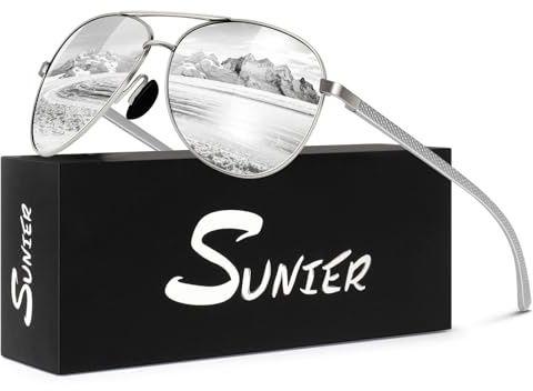 Sunier Gafas de Sol Hombre Polarizadas,Clásicas Retro Vintage Aviador Piloto Gafas de Sol Conducir,100% Protección UV