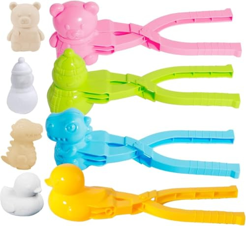 LUYANFX Lot de 4 Pince à Boule de Neige, Clip de Boule de Neige, Jouet de Boules de Neige d'hiver, pour Jouer en Plein Air et Neige Jeux Sable Exterieur Jouets pour Les Enfants, Couleur aléatoire (C)