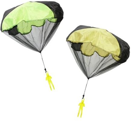 Bojueshaw 2pcs Outdoor Flying Parachute Toy,Soldiers Hand Throwing Army Men Parachute Toys for Kids,Boys Girls Gifts Birthday Party Favors Xmas(Green&Yellow)