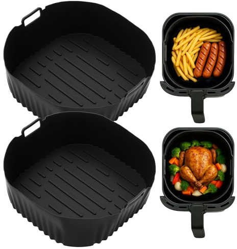 BUCOMTU 2 Pièces Moule Silicone Air Fryer, Réutilisable Carré Airfryer Accessoires au Lieu du Papier Cuisson pour Philips 2000 Série NA230, NA229 XL 6,2L, Plat Pour Cuisine