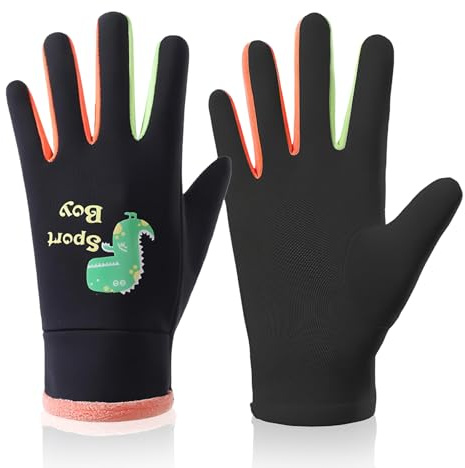 Hyxodjy Guanti da Sci per Bambini, Invernali, Antivento, per 3 – 8 Anni, per Ragazze, Ragazzi, Sci, Snowboard, Ciclismo, Colore Nero