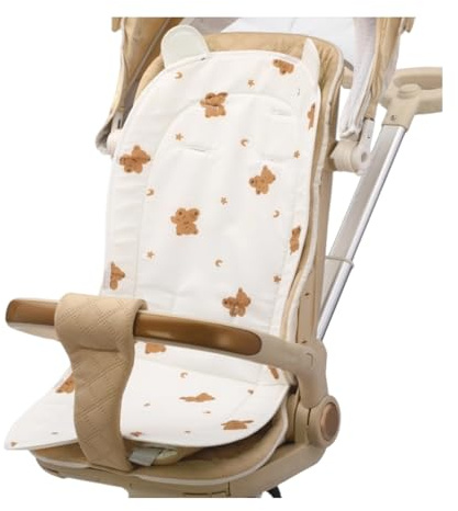 Almohadilla portátil para reposacabezas de cochecito de bebé, almohada con diseño de oso suave con funda lavable para cochecitos esenciales para recién nacido, accesorios para comodidad del bebé