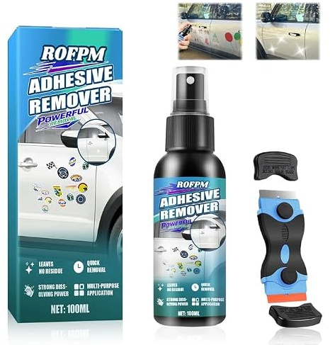 Disolvente Pegamento 100ML, Quita Pegamento Adhesivo, Removedor de Pegamentos, Elimina Rápidamente Etiquetas y Residuos de Adhesivo de Las Superficies, de Vidrio Superficie del Coche
