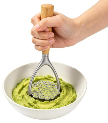 Riaisttd Puree Press | med trähandtag med dubbla bågar | Ricer för potatismos | För avokadobönor morötter frukter och grönsaker daglig matlagning matsal och