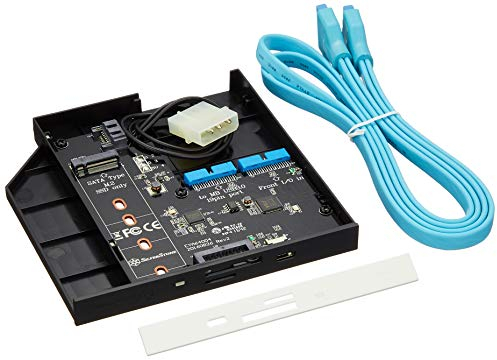 SilverStone SST-FPS01-C - 12.7mm Tray Loading Slim ODD Adapter mit 1x USB 3.0, 1x USB 3.0 Type C, Card Reader und M.2 SATA SSD Slot, schwarz
