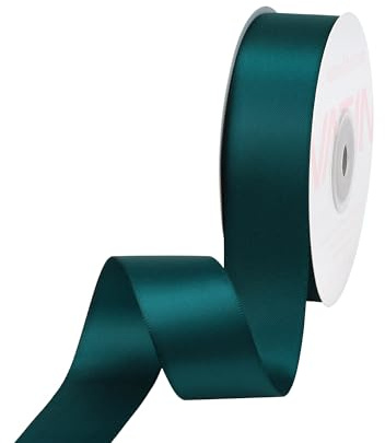 VATIN 25mm Double Faced Polyester Satin Ribbon Teal - 23 Metre/Spool, Perfect for Wedding, Wreath, Baby Shower,Packing and Other Projects.