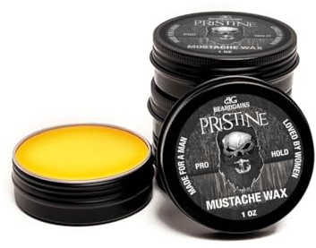 Beard Gains Pristine Scent Strong Hold Mustache Wax 1oz - Hold, Mold, and Tame Moustache W/Organic and Natural Stache Wax (White)