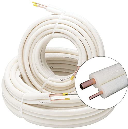 20m Doppel-Kältemittelleitung 1/4 & 3/8 Zoll, (NEW LINE), 1 mm Kupferrohrdicke, 6mm Isolierschicht BL-S1-D0, EN 12735/1 konform