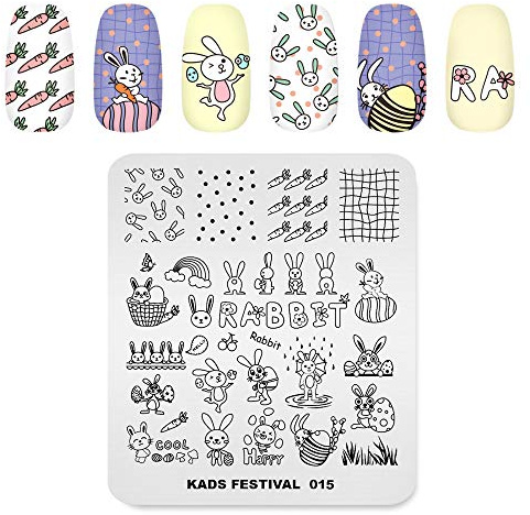 Nagel Stempelplatte Ostern Thema Bild Design-Vorlagen Kaninchen Ostereier Muster Maniküre Druck DIY Nagelkunstwerkzeuge