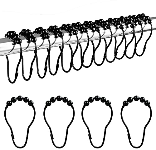 LIHAO Anneaux de Douche en Acier Inoxydable (12pcs Noir)