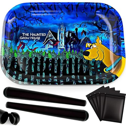 Plateau à rouler en métal avec accessoires de fumage inclus – Plateau à rouler en métal – Plateau avec sacs et tubes