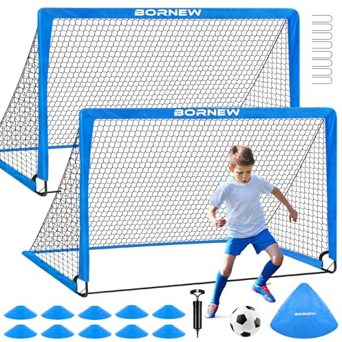 Kids Soccer Goal for Backyard Set - 2 Set of 6X4 / 4X3 ft Toddler Soccer Nets Training Equipment, Soccer Ball, Pop Up Portable Soccer Set for Kids and Youth Games and Training Goals Ages 3-16 Gift