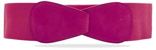 Van Der Rich ® - Cinturón Obi Elástico Ancho Extensible 7 cm - Mujer (Fucsia claro, TU)