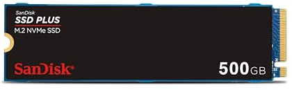 SanDisk SSD Plus 500GB, M.2 2280 PCIe Gen3 NVMe SSD, con velodidad de lectura de hasta 3200 MB/s