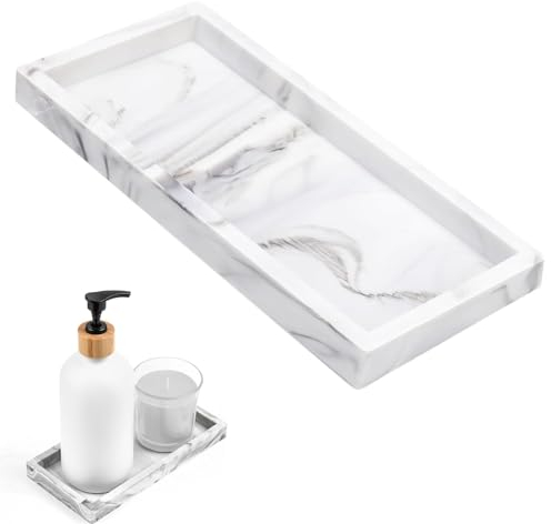 Badezimmer Tablett, 2 Stück Badezimmertablett, Badezimmer Tabletts Für Das Bad, Tablett Bad,Schminktisch Tablett Organizer Seifen Spender Platte Für Badezimmer Arbeitsplatte Kommode(Weiß)