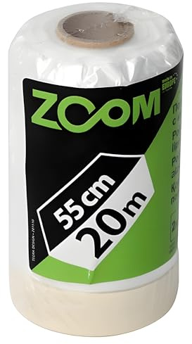 ZOOM Abdeckfolie mit Klebeband 1 Rolle Maler selbstklebend Folie 20m - unterschiedliche Größen Malerband Abklebeband Abklebefolie Klebefolie transparent (55cm)