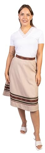 Traditionell – Anna-Marie traditionell kjol med fickor Dirndl Oktoberfest veckad kjol kjolar i 6 färger storlek 34–44, Beige, 42