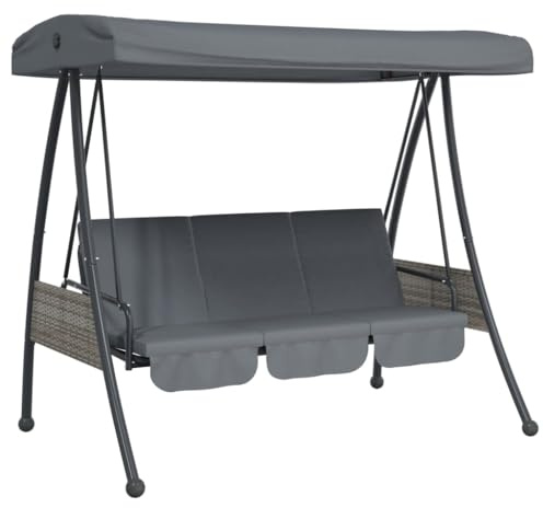 vidaXL Hammock med justerbart tak mörkgrå stål, gungbänk, gungsäte för trädgårdsbänk, gungstol för utomhusbruk, hammock för trädgård, gungbänk utomhus