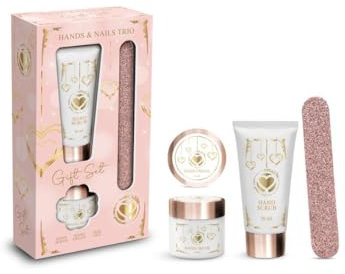 Set regalo trio per cura mani e unghie, crema mani, scrub, lima e crema per mani Idea regalo natale
