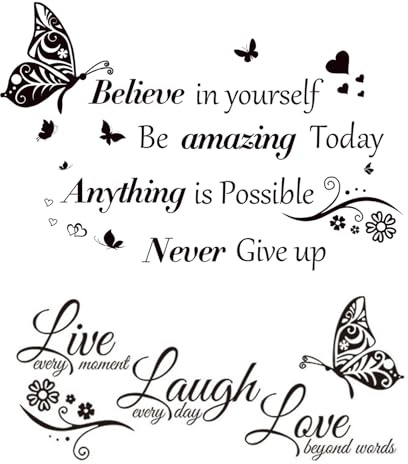 Autocollants Muraux Inspirants et Décoratifs - Citation Familiale Artistique pour la Chambre à Coucher - 2 Motifs de Motivation