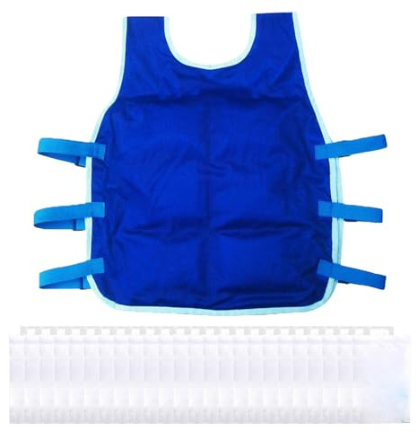 Chaleco Refrescante Verano, Chaleco de Enfriamiento por Hielo, Ropa Refrescante Transpirable con 12 Bolsas de Hielo, Resistente Calor, Enfriamiento Instantáneo, Ajustable, para Exteriores y Senderismo