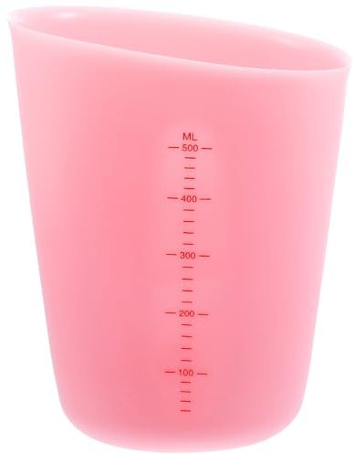 AUTSUPPL Tasse à Mesurer Silicone avec Double Échelle Visible Anti-brûlure pour Cuisine Pâtisserie et Bar Gobelet Gradué Pratique Rose
