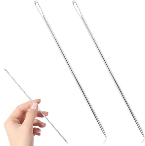 MOLIMOLI 2 Pezzi Aghi per Tessitura Bambini, da Cucito con cruna Grande, Ricamo Appuntiti e smussati, ago tessitore, tappezzeria, rammendo - 15 cm in Pelle d'Acciaio, Carta Parati, Tessuti Spessi