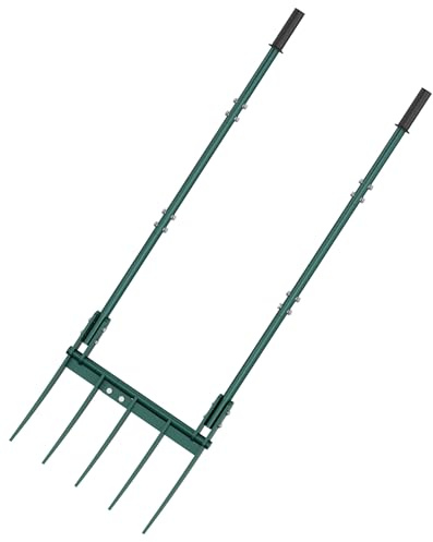 Forvenora Heavy Duty Broadfork Garden Tool, 5-Tine Manual Soil Tiller for Deep Digging & Turning Soil, 54 Long Broad Fork for Farm and Home Garden