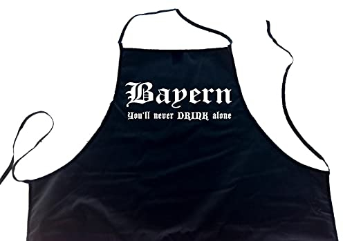 ShirtShop-Saar Bayern - You'll Never Drink Alone; Schürze (Latzschürze - Grillen, Kochen, Berufsbekleidung, Kochschürze), schwarz