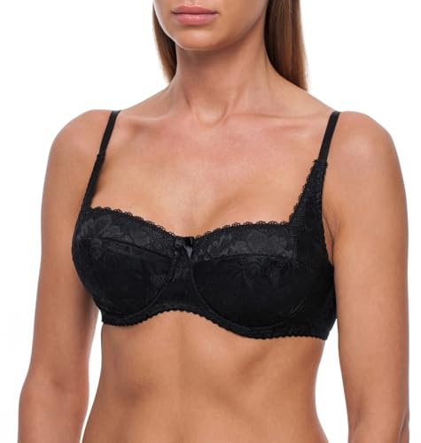 frugue Reggiseno Balconcino con Feretto in Pizzo Leggermente Imbottito, Nero, 100C
