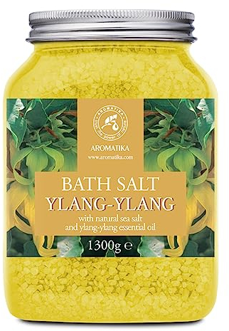 Badesalz Ylang Ylang 1300g - 100% Natürlichem Ätherischen Ylangöl - Besten für Guten Schlaf - Stressabbau - Beauty - Baden - Wellness - Schönheit - Entspannung - Aromatherapie - Spa