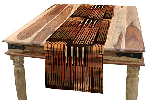 ABAKUHAUS Ethnisch Tischläufer, Geometrische Streifen-Design, Esszimmer Küche Rechteckiger Dekorativer Tischläufer, 40 x 225 cm, Braun Aprikose