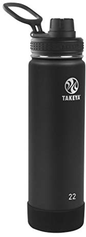 Takeya Actives Insulated Water Bottle with Spout Lid, 22 Ounce, Onyx