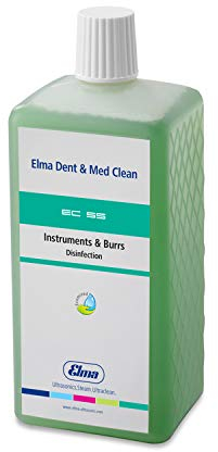 ELMA Clean 55, Reiniger, Desinfektion, für Tauchbad mit oder ohne Ultraschall, 1 Liter, geeignet für Schmuck- und Uhrenteile, Werkzeuge, chirurgische Instrumente, Edelstahl, Kunststoff